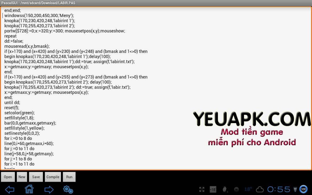PascalGUI (Pascal compiler) v4.04 – Pascal cho Android