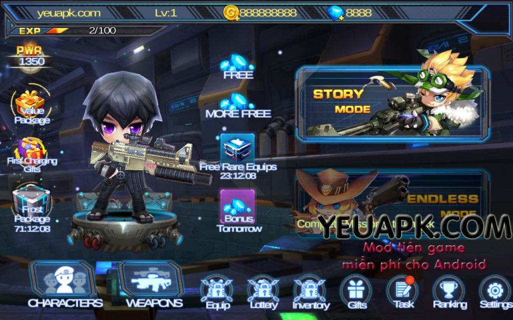 Guns X Zombies HD mod tiền và kim cương cho Android