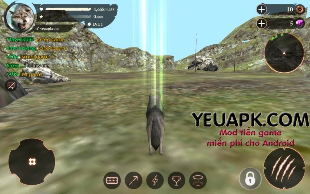 The Wolf HD mod tiền – Game nhập vai sói skill đẹp cho Android