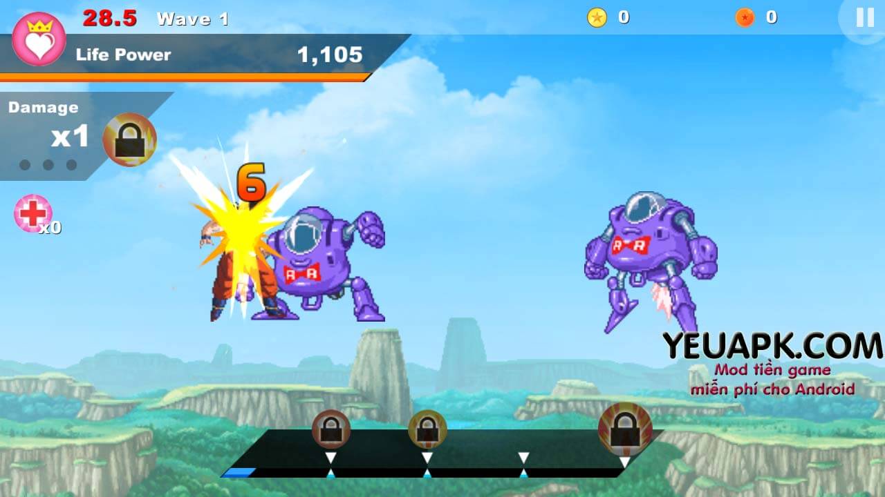 Saiyan Goku Tap Super Z mod vàng & ngọc rồng cho Android