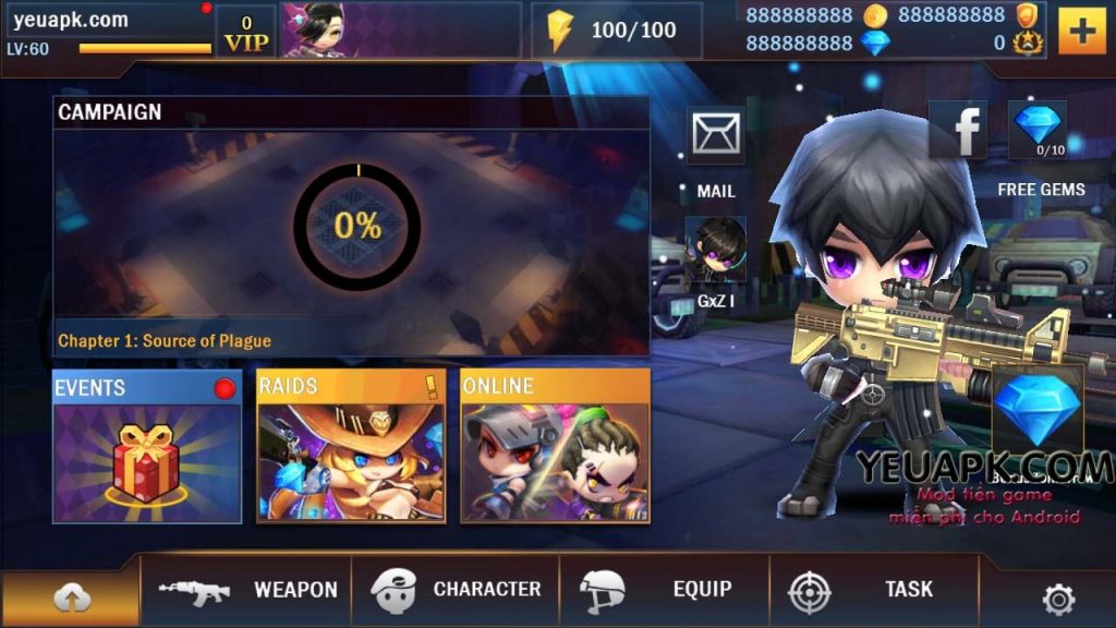 Guns X Zombies 2 v1.3.3 mod tiền và kim cương cho Android [HD mới nhất]