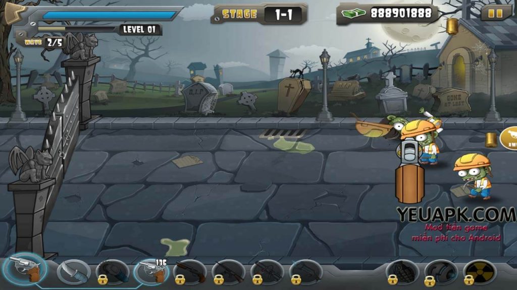 Rise of Zombie v1.0.6 mod tiền (cash) Game zombie hay cho Android