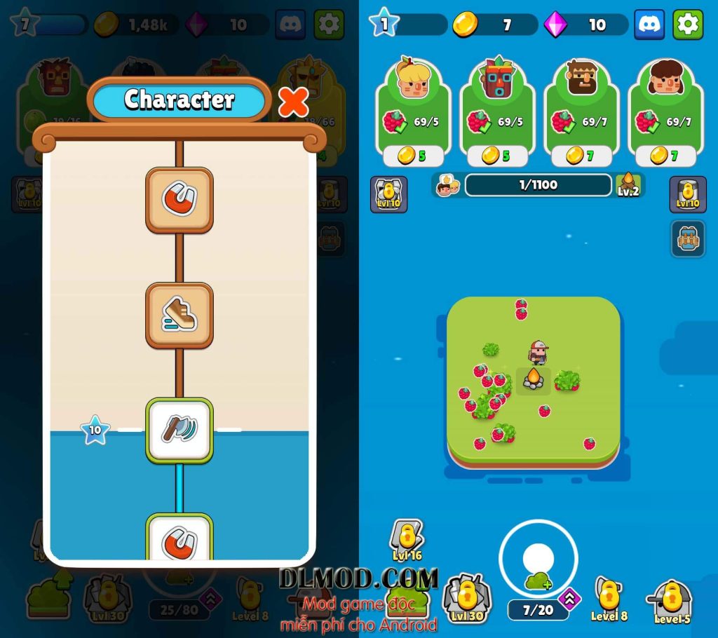Pocket Land mod tiền (money) Game vùng đất nhỏ cho Android